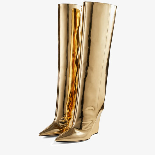 TINA METALLIC KNEE HIGH BOOTS