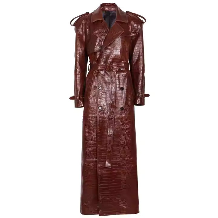 AVA CROC LEATHER TRENCH