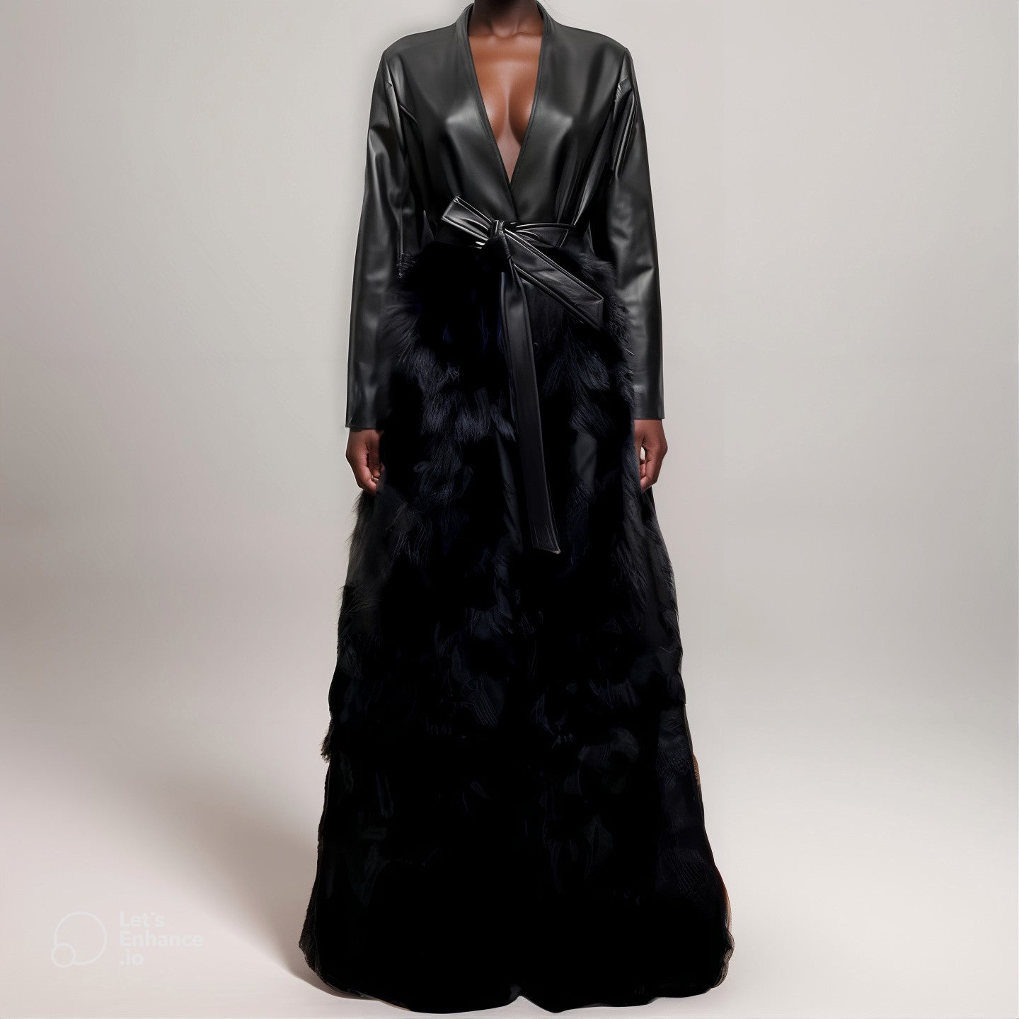 VALERIA LEATHER & FOX FUR COAT