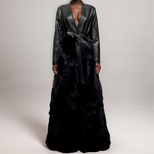 VALERIA LEATHER & FOX FUR COAT