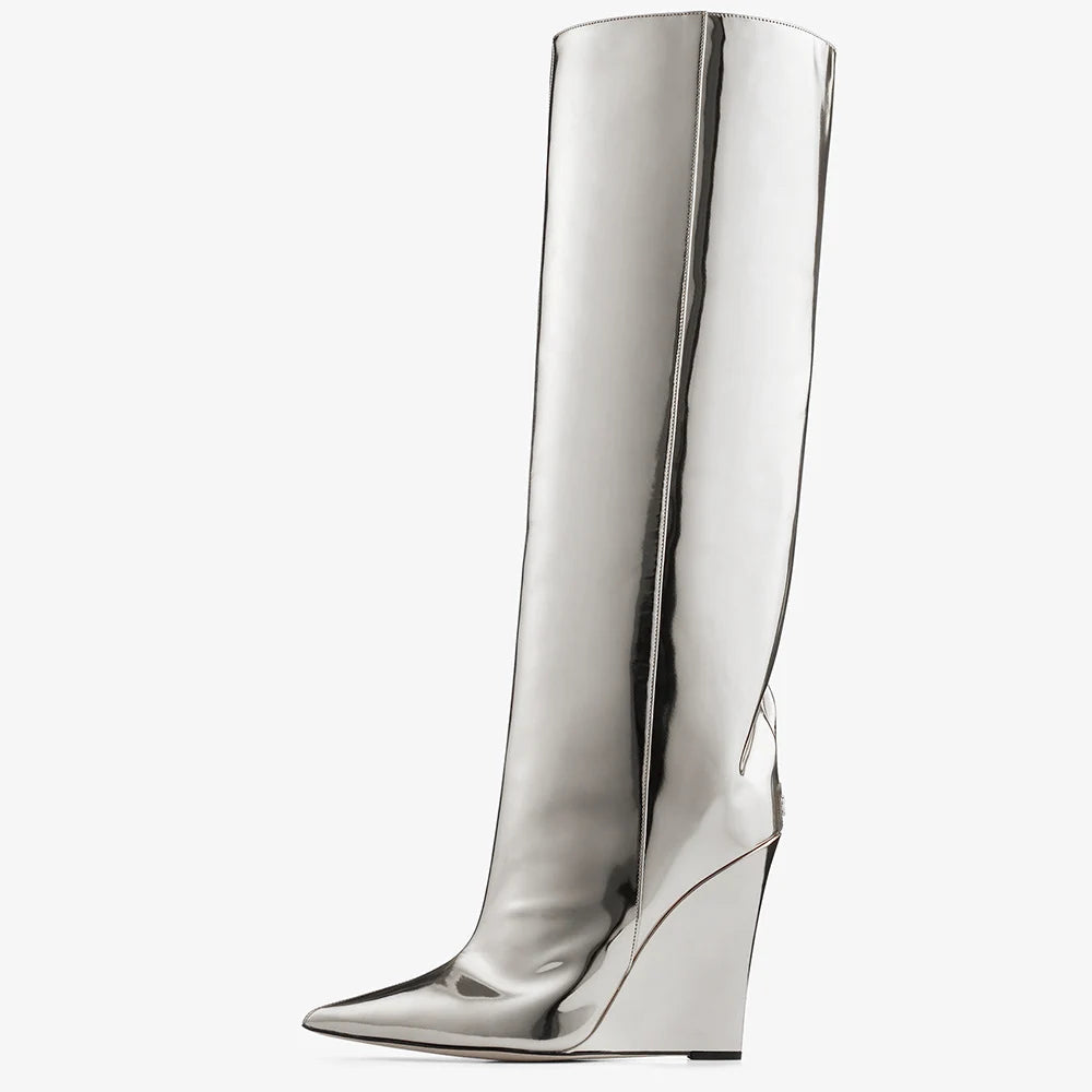 TINA METALLIC KNEE HIGH BOOTS