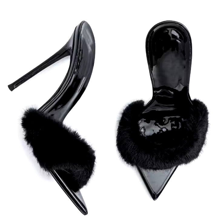 DRAYA FAUX FUR STILETTO MULES