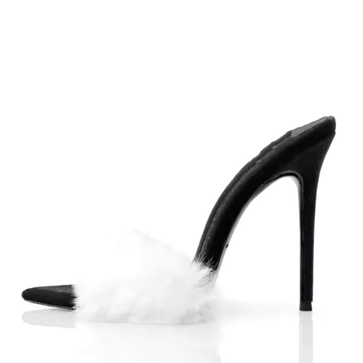 DRAYA FAUX FUR STILETTO MULES