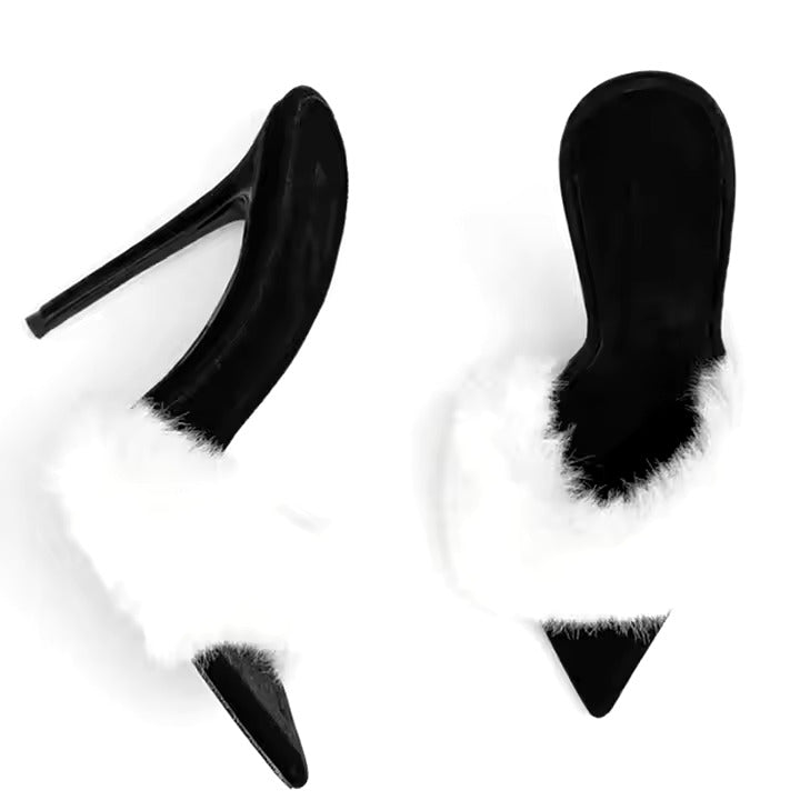 DRAYA FAUX FUR STILETTO MULES