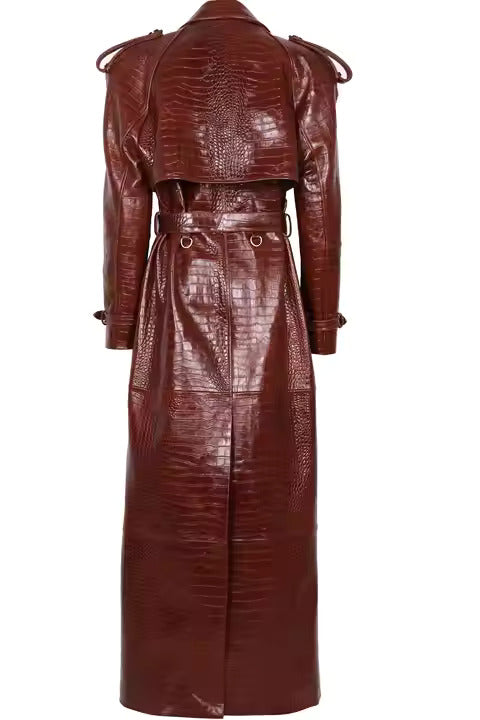 AVA CROC LEATHER TRENCH