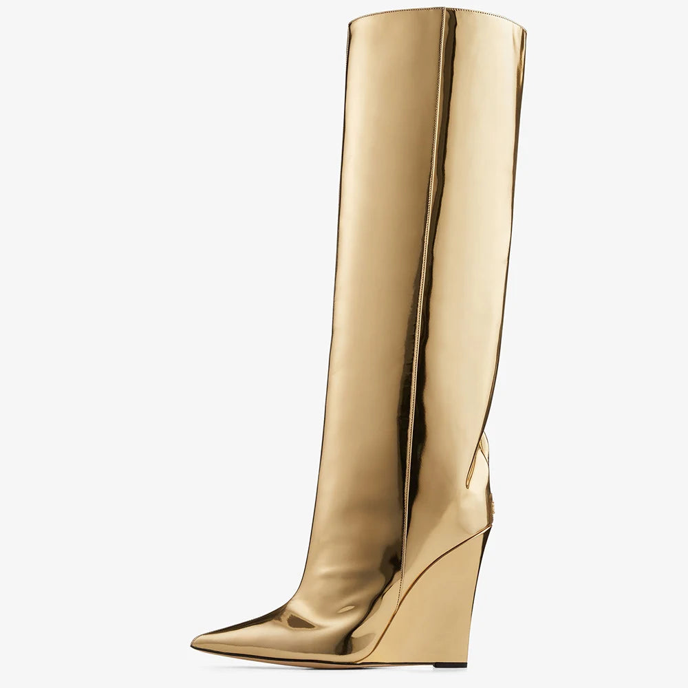 TINA METALLIC KNEE HIGH BOOTS