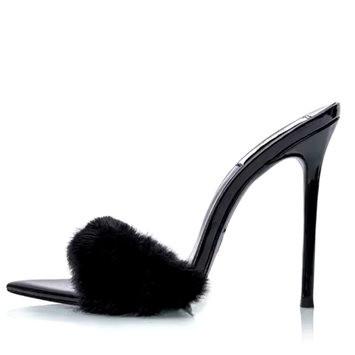 DRAYA FAUX FUR STILETTO MULES