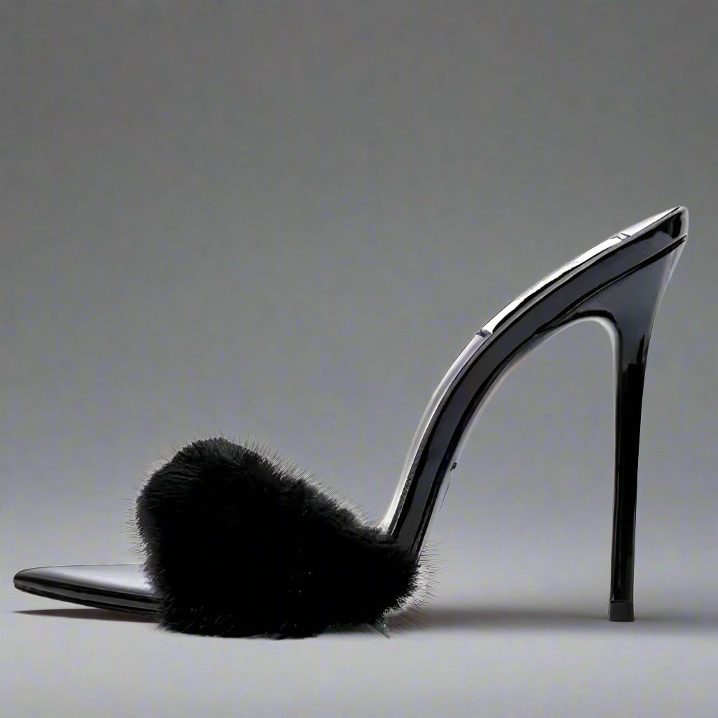 DRAYA FAUX FUR STILETTO MULES