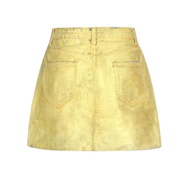 ALINA COATED DENIM MINI SKIRT - Michelle Divine Boutique