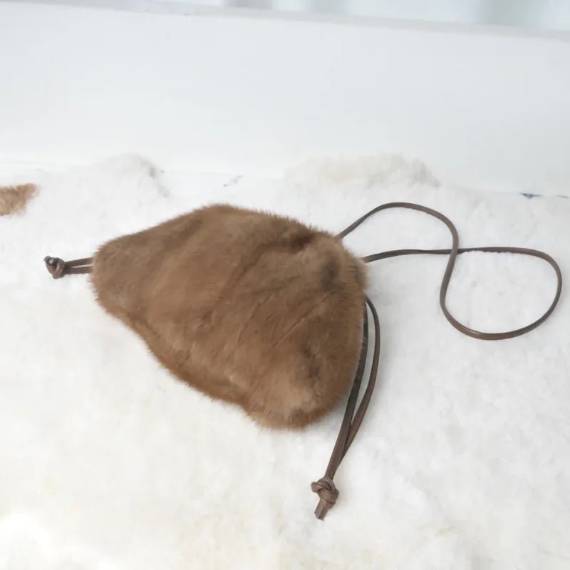 AMIRA MINI MINK DRAWSTRING HANDBAG - Michelle Divine Boutique