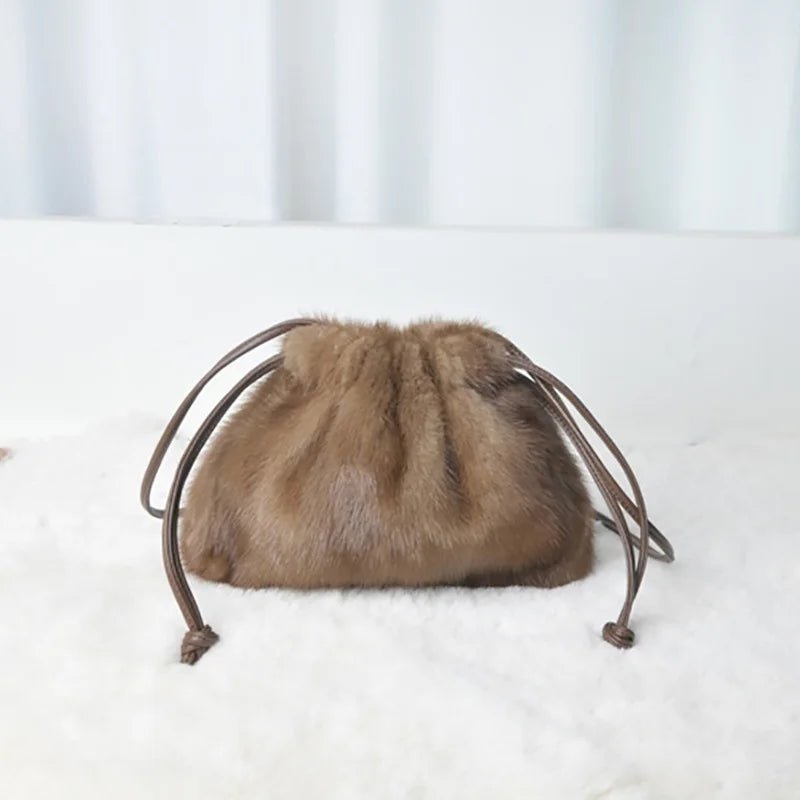 AMIRA MINI MINK DRAWSTRING HANDBAG - Michelle Divine Boutique