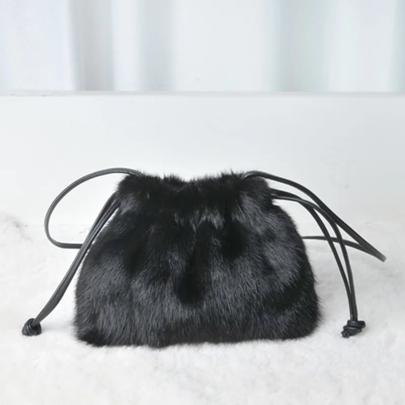 AMIRA MINI MINK DRAWSTRING HANDBAG - Michelle Divine Boutique