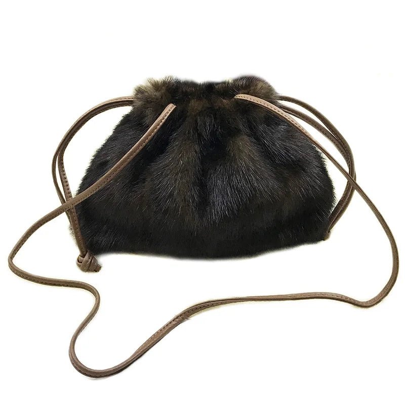 AMIRA MINI MINK DRAWSTRING HANDBAG - Michelle Divine Boutique