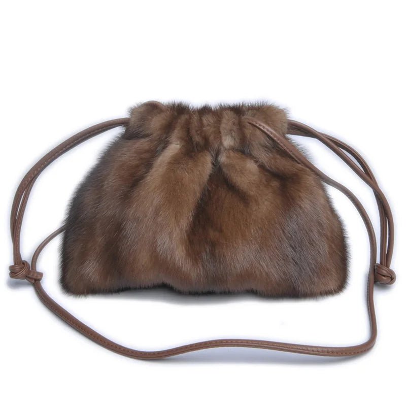 AMIRA MINI MINK DRAWSTRING HANDBAG - Michelle Divine Boutique