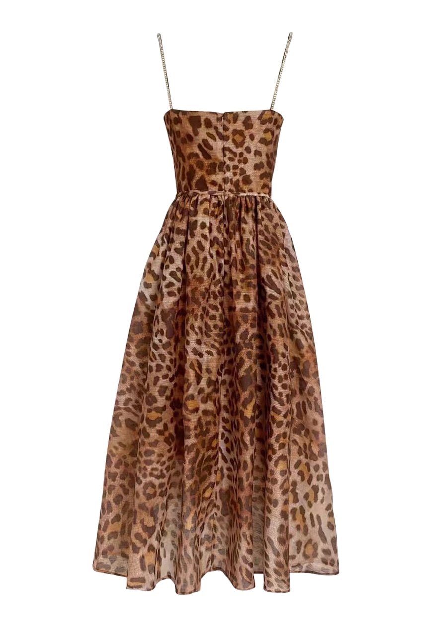 Audrey Midi Leopard Print Dress L Audrey Midi Leopard Print Dress L