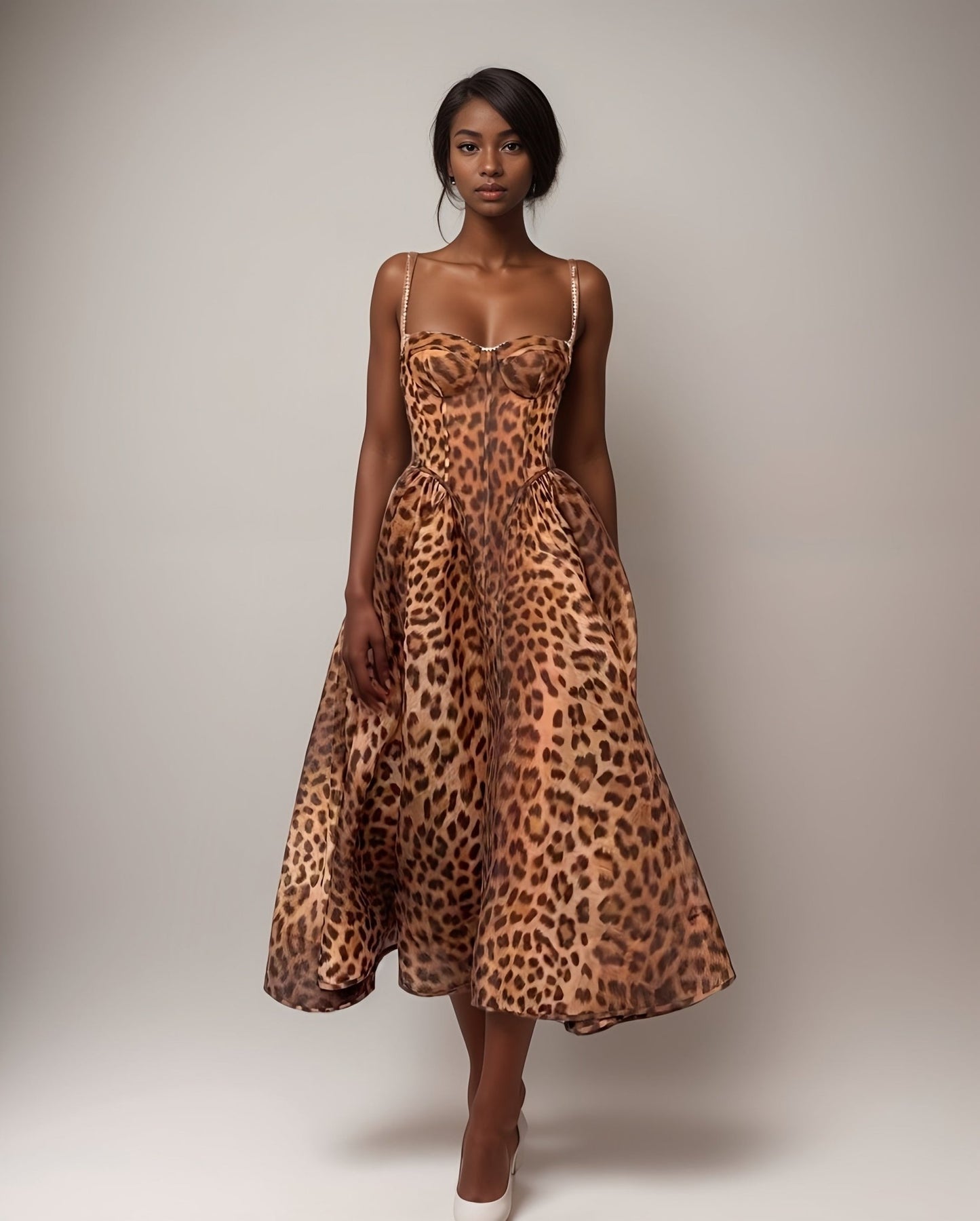 AUDREY MIDI LEOPARD PRINT DRESS - Michelle Divine Boutique