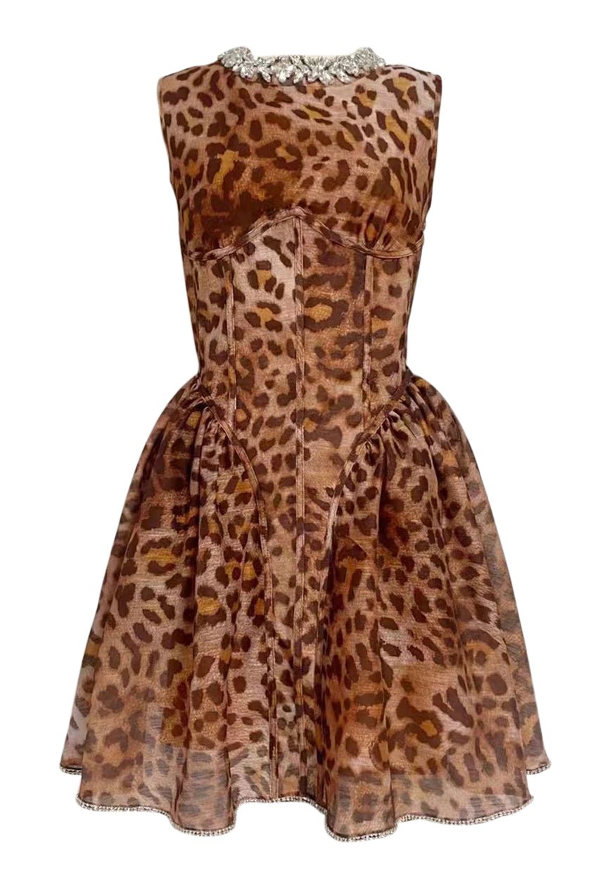 CAMILLE LEOPARD PRINT MINI DRESS - Michelle Divine Boutique