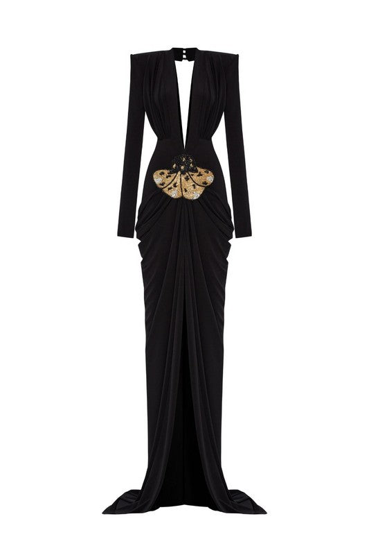 VESPER NOIR GILDED FLOWER  GOWN