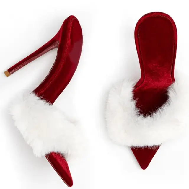 DRAYA FAUX FUR STILETTO MULES